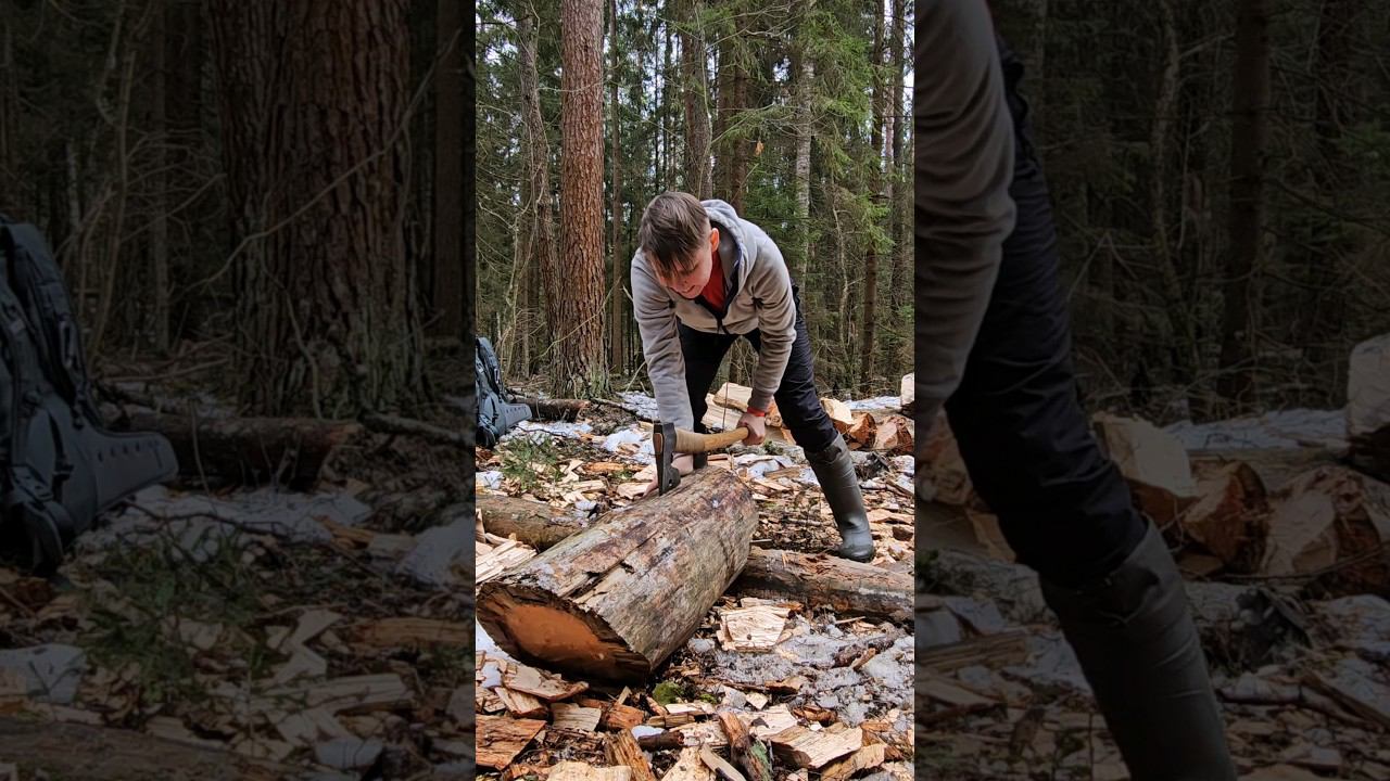 "Скопа" колет дрова для костра. смотреть онлайн