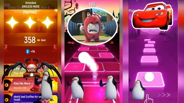 👀 Choo Choo Charles 🆚 Oddbods 🆚 Cars 3 McQueen in Tiles Hop EDM Rush смотреть онлайн