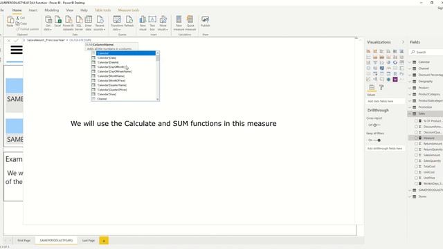 DAX Language - SAMEPERIODLASTYEAR Function in Power BI смотреть онлайн