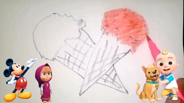 Cocomelon drawing and coloring ice-cream for kids |Кокомелон рисунок и раскраска мороженое для дете смотреть онлайн
