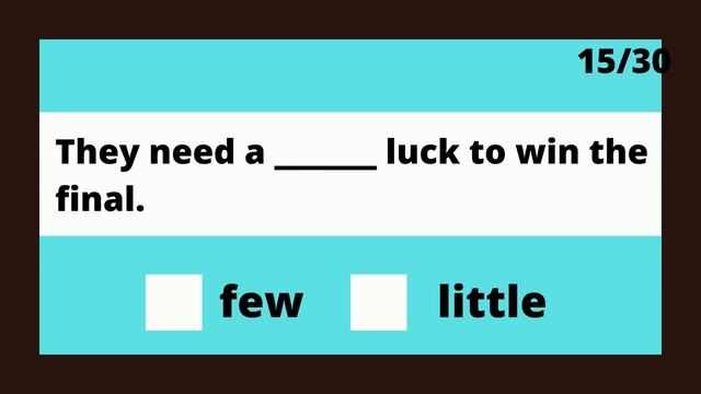 🛑 ENGLISH GRAMMAR QUIZ -  FEW OR LITTLE ❓