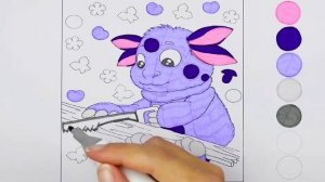 Раскраска, учим цвета, Лунтик. Coloring pages for children.