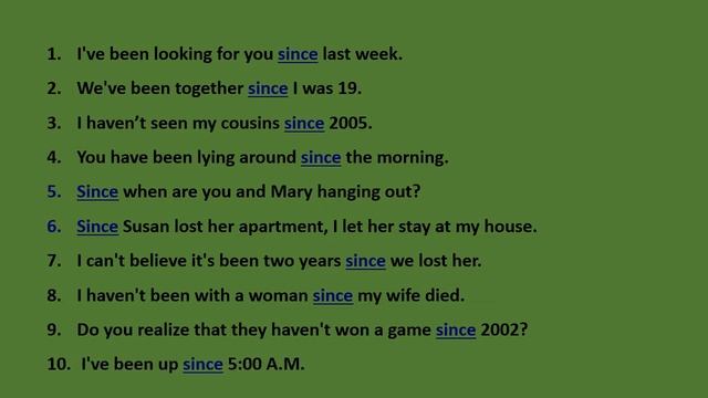 20 Sentences with 'SINCE' смотреть онлайн