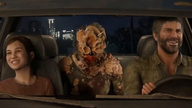 The Last of Us - Joel, Ellie and Clicker in the Car 4K AI Upscaled GIF смотреть онлайн