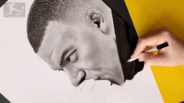 Kylian Mbappe Psg. Day Drawing || Drawing Mbappe Face Realistic Easy