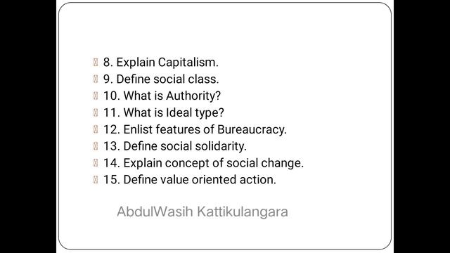 Sociological Theory Two mark /2mark Questions |BA Sociology Third Semester |Calicut University смотреть онлайн