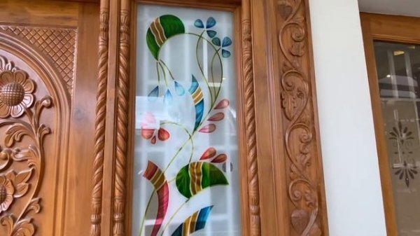 Teak Wood Main Door Design in Indian Style // Double Door Design with Fixed Designer Glass
