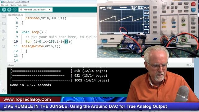 True Analog Output from the Arduino R4 Using the Digital to Analog Converter (DAC) смотреть онлайн