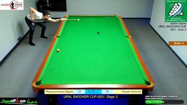 Кожев А. Vs Мирошниченко В. Фора 0. Кубок Урала URAL SNOOKER CUP - 2021. Этап 2. Snooker Room.