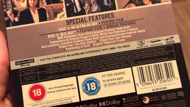 Primal Fear 4K UltraHD Blu-ray Unboxing смотреть онлайн