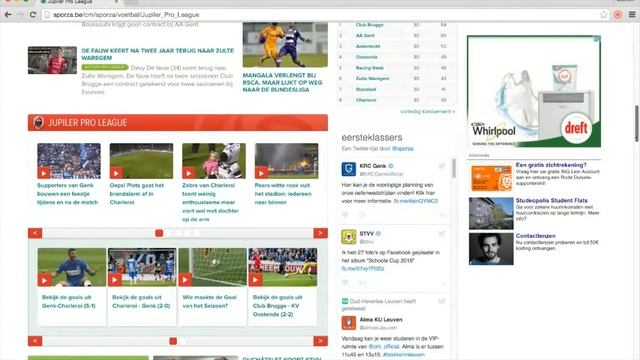 Teletekst vs. www.sporza.be смотреть онлайн
