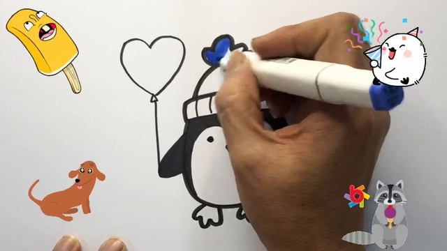 How To Draw a Cute Penguin | Bolalar uchun pingvin rasm chizish | рисуем пингвина для детей смотреть онлайн