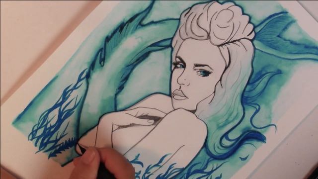 InkTober Drama And Marker Mermaid Time Lapse
