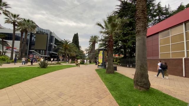 The Central Walking Street Navaginskaya In The Famous Russian Resort Of Sochi Without Filters In 4K