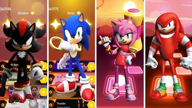 Shadow vs Sonic vs Amy Rose vs Knuckles | Tiles Hop смотреть онлайн