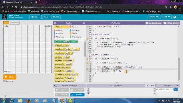 How to make Trex game in code.org(gamelab)(Part II) | Adding Animations. смотреть онлайн