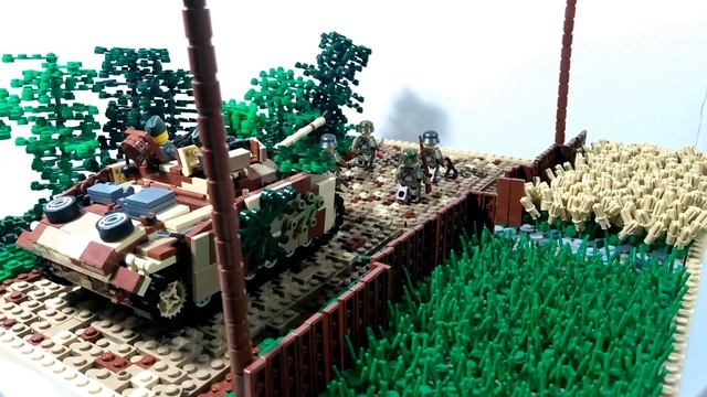 Lego WW2 Moc Display Normandy Convoy Ambush With Stug 3 Tank смотреть онлайн