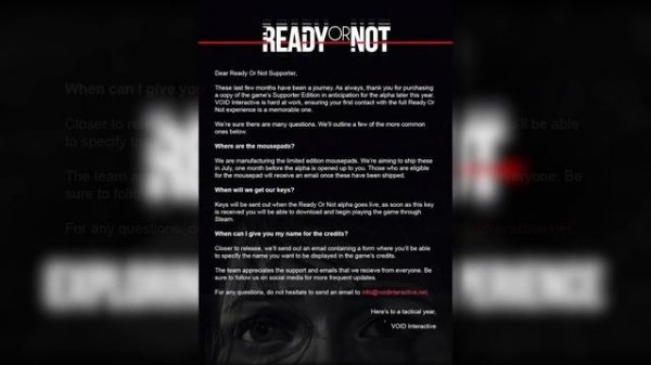 Ready Or Not Game News - Supporter Edition Update