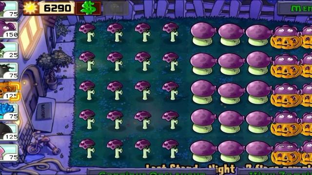 Plants vs Zombies - Last Stand Night Gameplay - Shroom's vs All Zombies смотреть онлайн