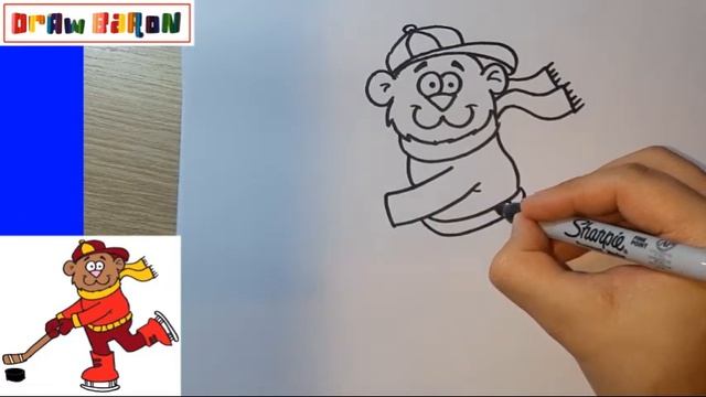 How to draw easily a BEAR PLAYING HOCKEY Step by Step смотреть онлайн