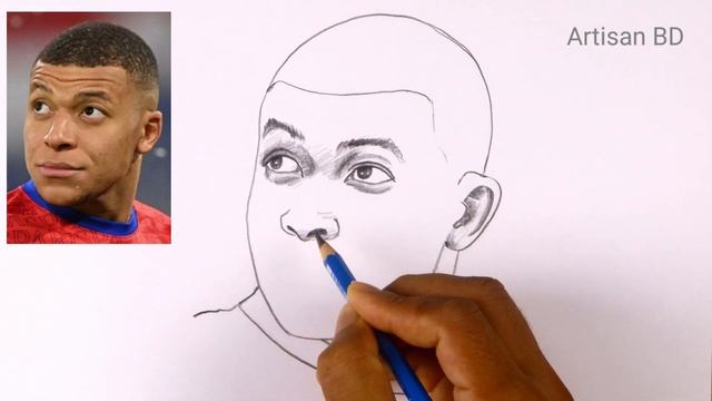 How To Draw Realistic Face  Kylian Mbappe Step By Step #mbappe