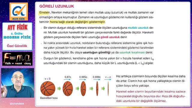 AYT Fizik Konu Anlatımı - Özel Görelilik -İzafiyet Teorisi