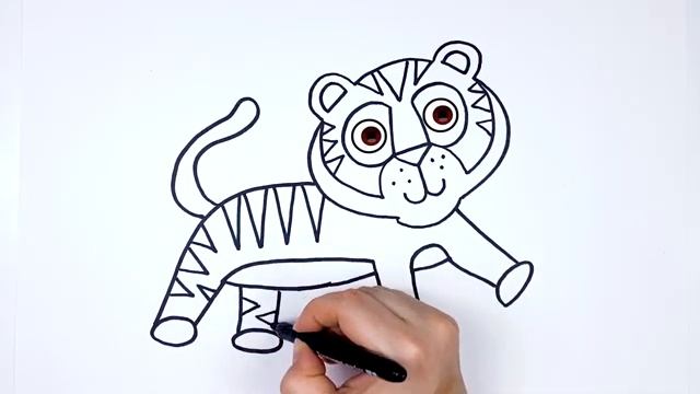drawing tiger for children | рисунок тигр для детей | رسم النمر للاطفال | ड्राइंग टाइगर смотреть онлайн