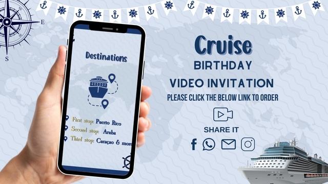 Cruise Birthday Video Invitation - Cruise Theme Birthday Party Invite смотреть онлайн