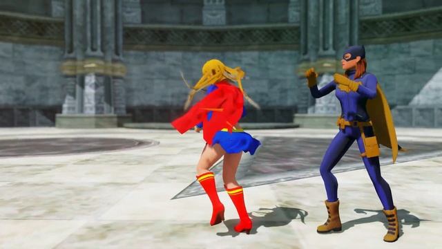 Hitomi As Supergirl VS Batgirl - Miku Miku Dance ( MMD ) Fight Animation 4K