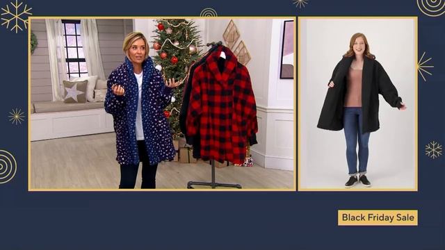 BumbleBella by Jill Martin Sherpa Shawl Collar Button Lounger on QVC смотреть онлайн