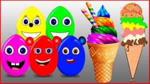 Разноцветные яйца с сюпризвми, мороженое, мультики для детей