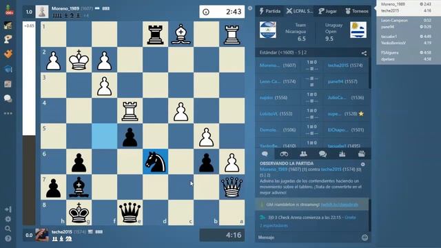 Match de Ajedrez: Uruguay vs Nicaragua Sub-1600 смотреть онлайн