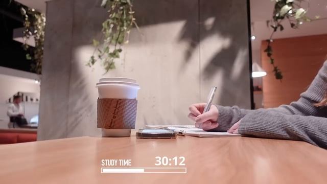 cafe study with me | 1-hour real-time, coffee shop ambiance asmr, no music ☕️ смотреть онлайн