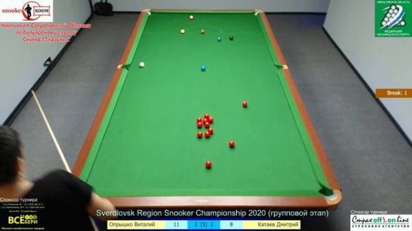 Опрышко Виталий - Катаев Дмитрий .  Чемпионат СО 2020. Снукер 15 красных. Snooker Room