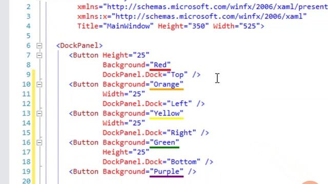 02.XAML Rapid Tutorial - Panels - 05.DockPanel Demo смотреть онлайн