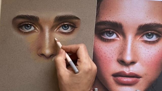 رسم بورتريه بالوان(soft pastel)\A portrait drawing with soft pastel colors смотреть онлайн
