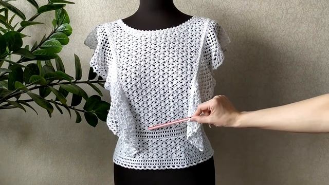 Блуза с воланами крючком смотреть онлайн