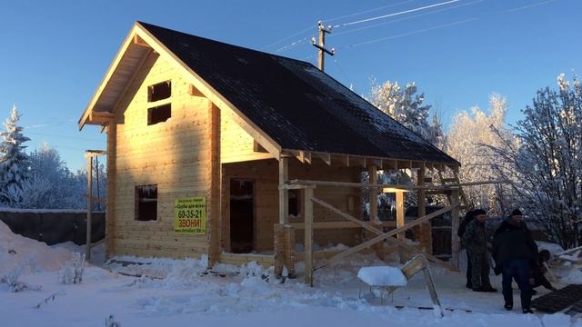 Окончание сборки первого этапа дома из проф бруса СОТ Сосновый бор. Сургут. смотреть онлайн