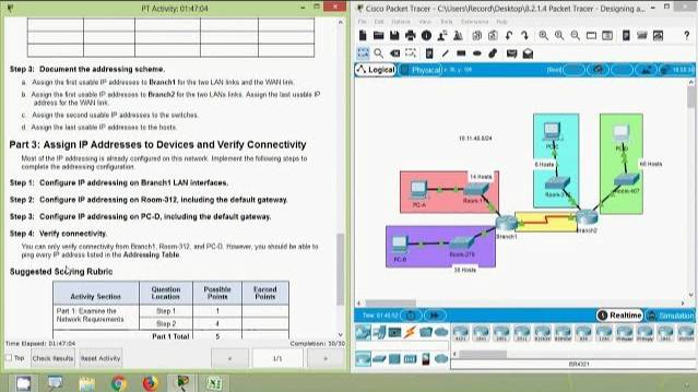 Packet Tracer - Designing and Implementing a VLSM Addressing Scheme смотреть онлайн