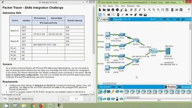 Packet Tracer - Skills Integration Challenge - 8.4.1.2 смотреть онлайн