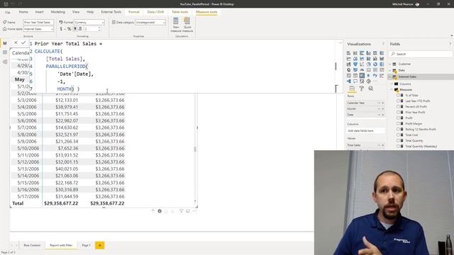 Working with PREVIOUSYEAR and PARALLELPERIOD in DAX and Power BI Desktop смотреть онлайн