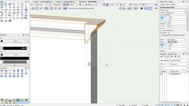 Vectorworks 9： More 3D Tools, Extrude Along Path, Sweep
