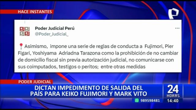 Caso Cócteles: Keiko Fujimori y Mark Vito no podrán salir del país por 36 meses смотреть онлайн