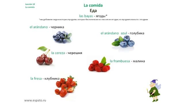 Испанский язык Урок 18 La comida - еда №3 - las bayas (www.espato.ru) смотреть онлайн