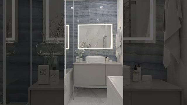 Элегантное сочетание оникса и белого мрамора в ванной комнате. смотреть онлайн
