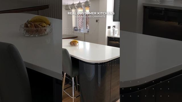 Luca Gloss Graphite Handleless Kitchen - 3392 - DIY Kitchens смотреть онлайн
