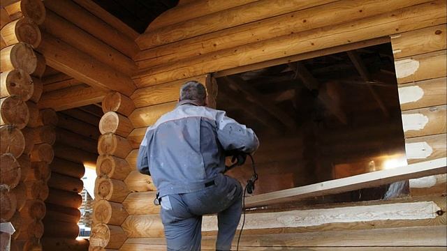 Пропиливание проема, установка обсады (окосячки), изготовление лысок (атесов) смотреть онлайн