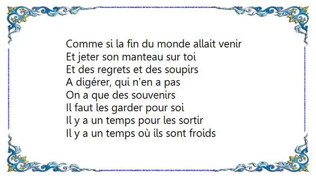 Chris Stills - La Fin du Monde Lyrics смотреть онлайн