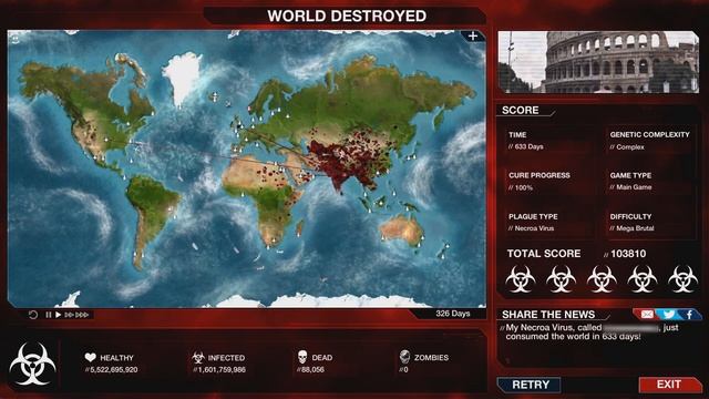 Plague Inc. Necroa Virus - 5 Stars on Mega Brutal - done in 633 days! смотреть онлайн