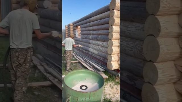 Шлифовка сруба песком. смотреть онлайн